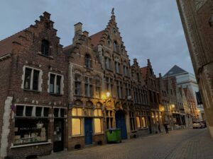 nighttime view in bruges belgium