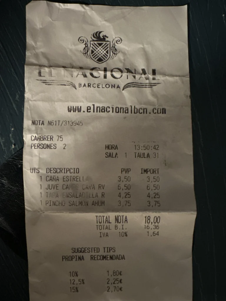 El Nacional receipt