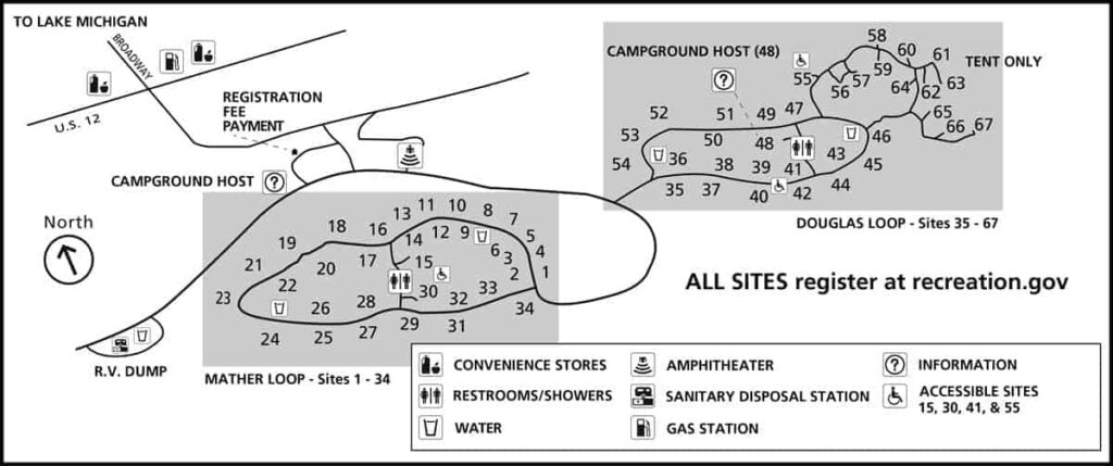 dunewood campground map indiana dunes national park